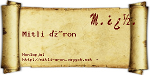 Mitli Áron névjegykártya
